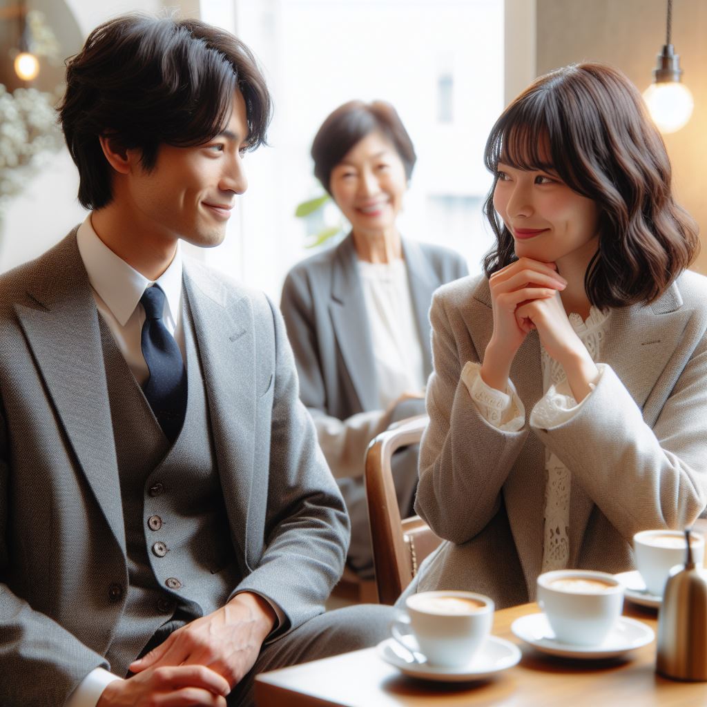 自然な笑顔で会話する男女のイメージ